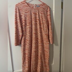 J. McLaughlin Coral and White Wave-Print Dress